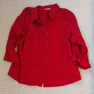 Dressbarn Vibrant Red Button-Down Shirt